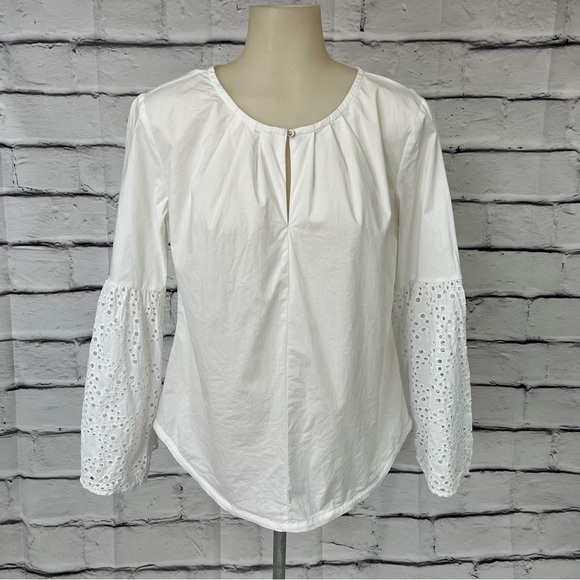 BANANA REPUBLIC Blouse White Eyelet Lace Bell Sleeves size XS - Picture 4 of 10